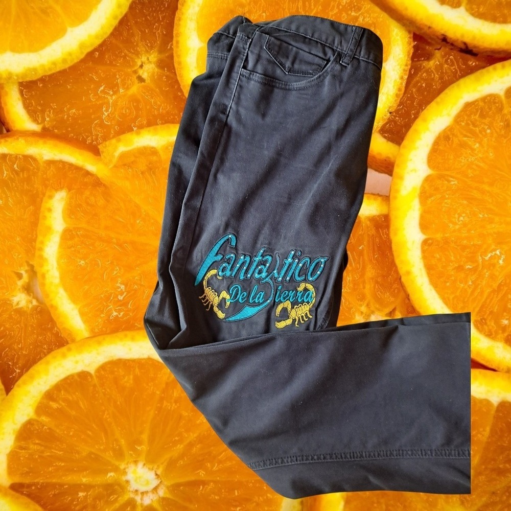 Patron‎ Cito Mens Jeans 36x28 Dark Gray Embroidered Scorpion Graphic